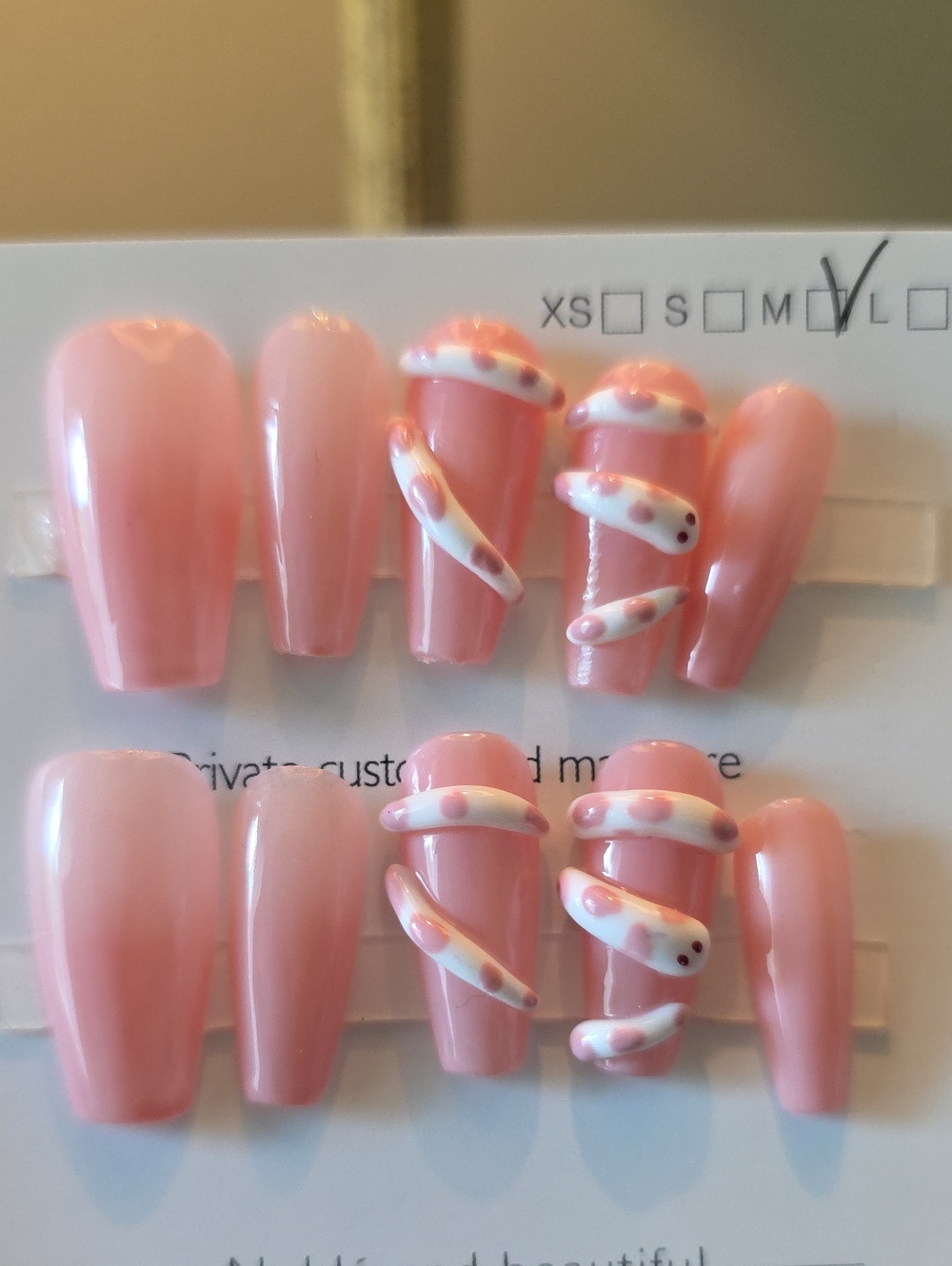 Pink Spiral Accent Press-On Nails Size Med